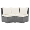 Patio 5 Piece Round Rattan Sectional Sofa Set All Weather Pe Wicker Sunbed Daybed With Round Liftable Table And Washable Cushions For Outdoor Backyard Poolside, Beige Yes Deep Seating Beige Water Resistant Frame Water Resistant Cushion Garden & Outdoor