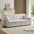83.47 Inch Large Size Ivory Fabric 3 In 1 Convertible Sleeper Sofa Bed, For Living Room, Bedroom, Apartment, Office Ivory Fabric