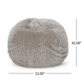 Nectar 5 Foot Rounded Short Faux Fur Bean Bag, Gray Pebble Pattern Gray Charcoal Faux Fur