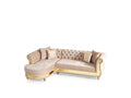 Julia Gold Detailed Tufted Upholstery Sectional Made With Wood In Taupe Taupe Velvet Wood Primary Living Space Soft Cushion Back Contemporary,Modern L Shaped Acacia Rolled Arms Solid Wood Mdf Velvet 4 Seat