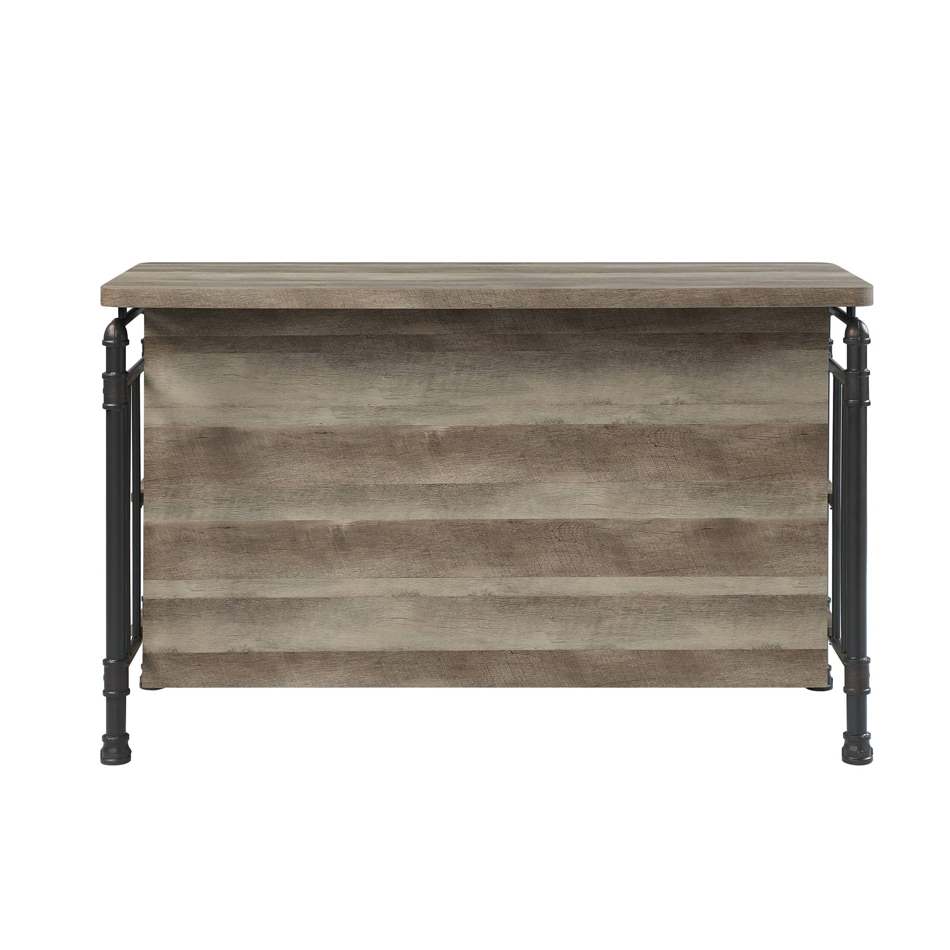 Edina Kitchen Island, Antique Oak & Sandy Gray Finish Dn01935 Oak Wood Metal