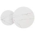 Modern Round Nesting Coffee Table Set 2 Piece White & Marbling Top Gold Base White Mdf