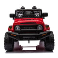 Licensed Toyota Fj Cruiser,12V Kids Ride On Car 2.4G W Parents Remote Control,Electric Car For Kids,Three Speed Adjustable,Power Display, Usb,Mp3 ,Bluetooth,Led Light,Three Point Safety Belt Red Plastic