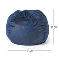 Sky 3 Foot Rounded Bean Bag, Blue With Sparkles Navy Silver Velvet