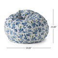 Spring 3 Foot Rounded Bean Bag, Blue Rose Print Navy Multi Fabric