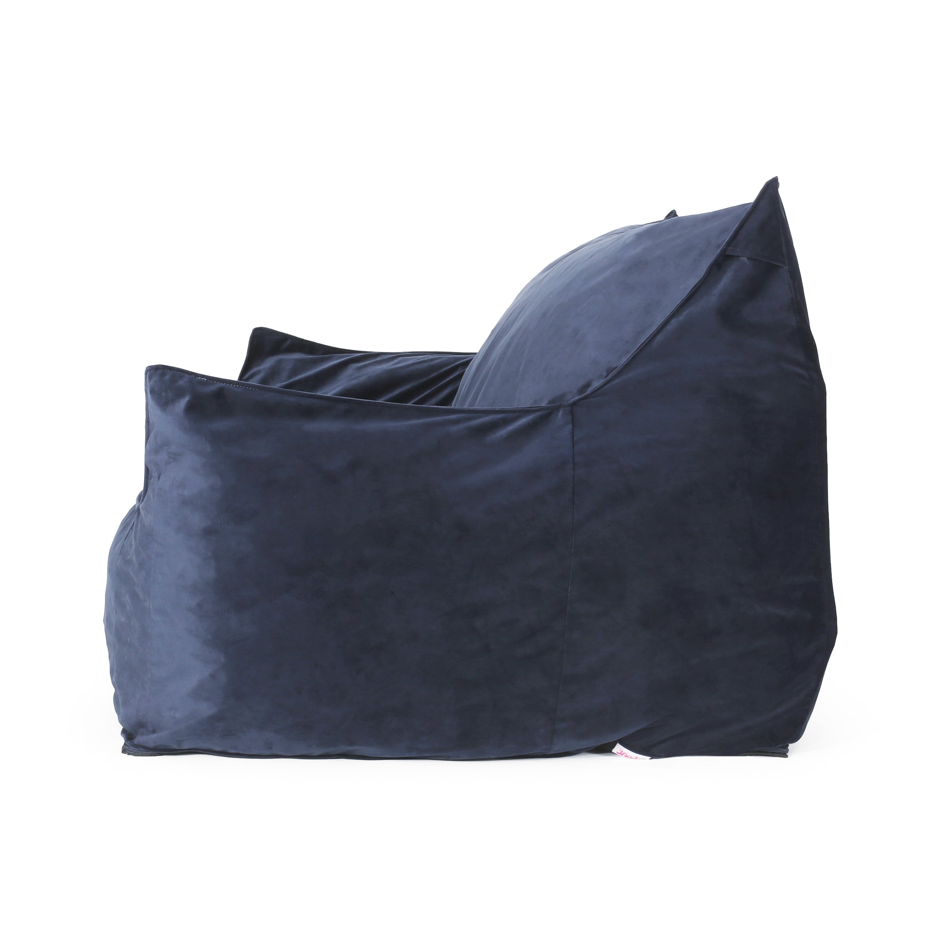 Fila Velveteen 2 Seater Oversized Bean Bag Chair With Armrests, Dark Blue Dark Blue Velvet