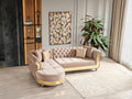 Julia Gold Detailed Tufted Upholstery Sectional Made With Wood In Taupe Taupe Velvet Wood Primary Living Space Soft Cushion Back Contemporary,Modern L Shaped Acacia Rolled Arms Solid Wood Mdf Velvet 4 Seat