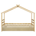 Twin Size House Shaped Bed With Trundle,Natural Twin Natural Wood Bedroom American Design Pine Bed Frame Pine