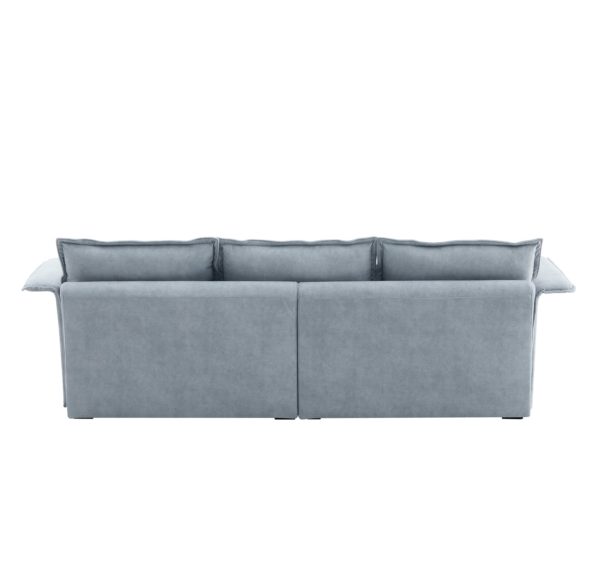 95*66"Oversized Luxury Sectional Sofa With Bentwood Armrests,4 Seat Upholstered Indoor Furniture With Double Cushions,L Shape Couch With Ottoman For Living Room,Apartment,3 Colors Blue Fabric 4 Seat