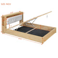 Queen Size Tufted Upholstered Platform Bed With Storage Headboard And Hydraulic Storage System, Modern Pu Storage Bed With Motion Activated Night Lights And Usb Charger,Natural Natural Wood