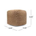 Stellar Square Pouf, Natural Natural Fabric