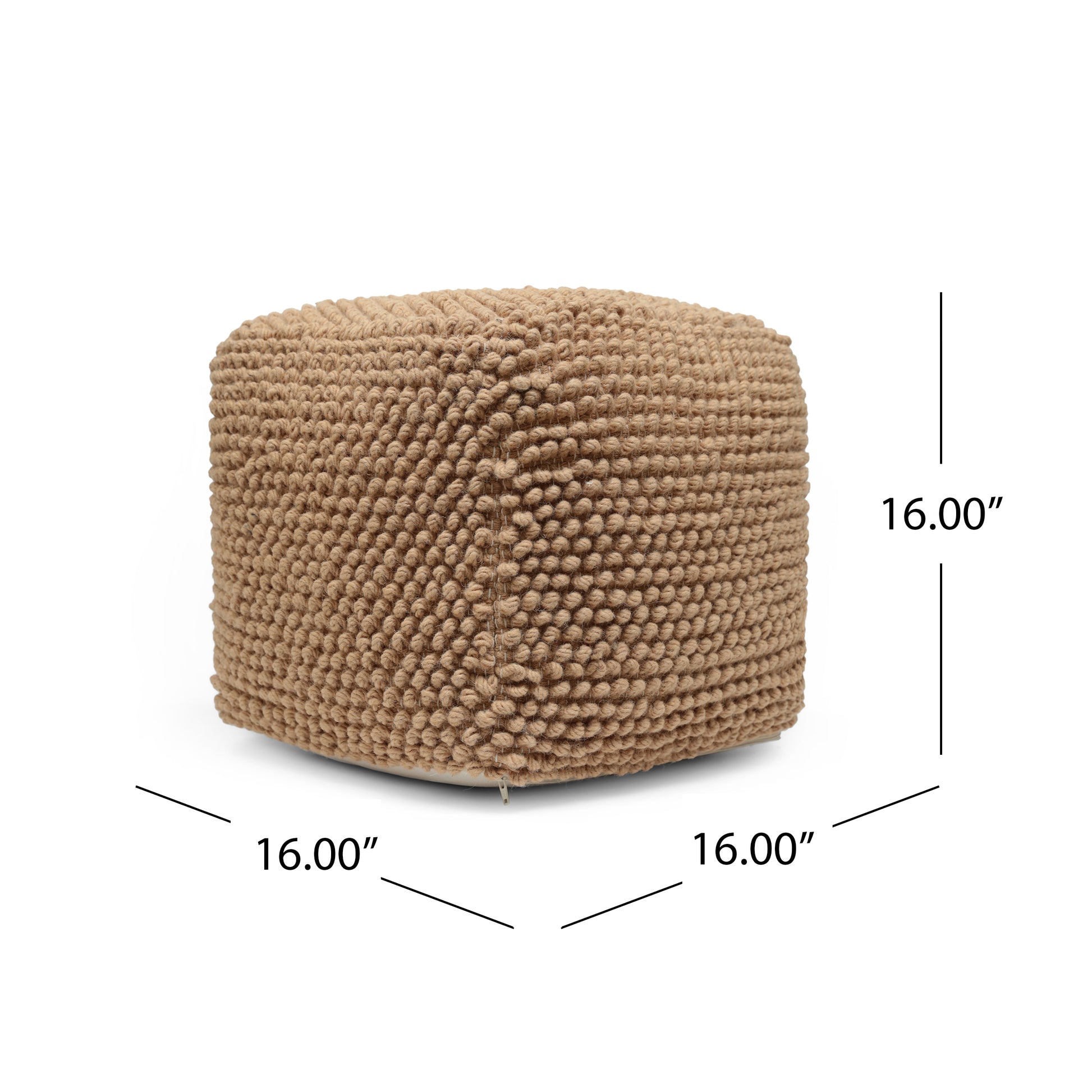 Stellar Square Pouf, Natural Natural Fabric