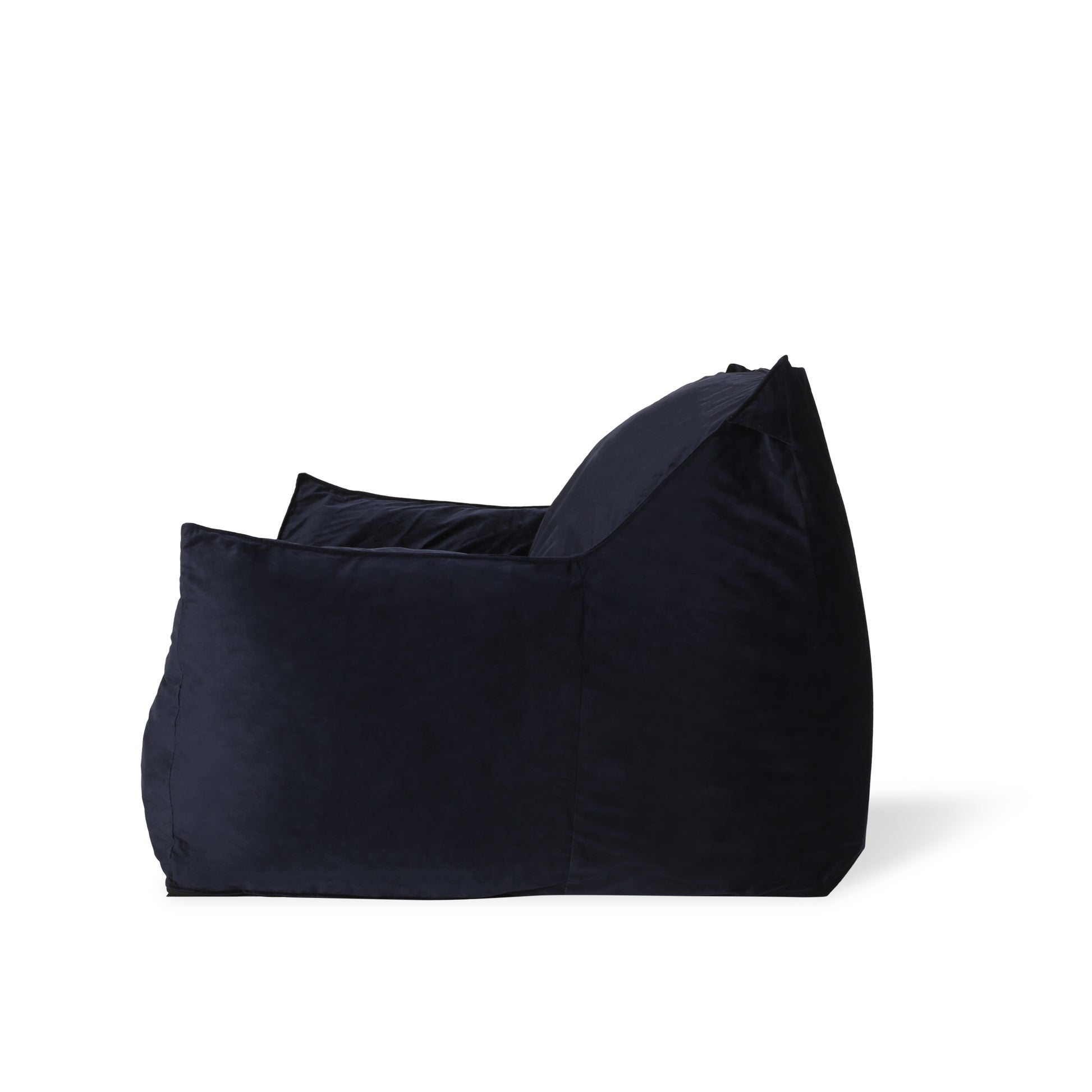 Allea Velveteen Bean Bag Chair With Armrests, Midnight Blue Dark Blue Velvet