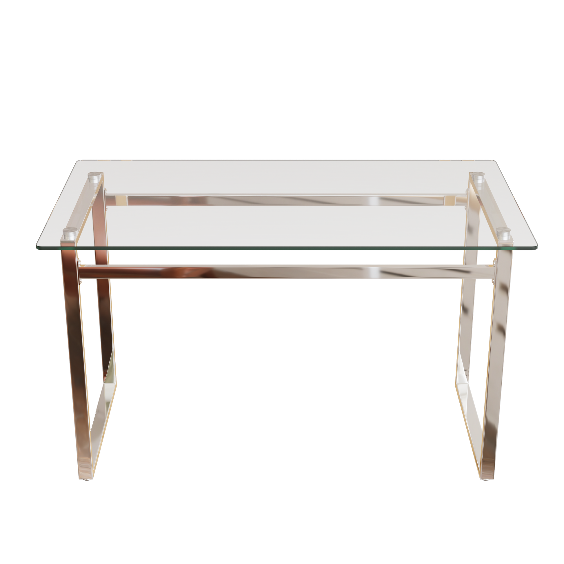 Modern Minimalist Rectangular Glass Dining Table For 4 6 With 0.31" Tempered Glass Tabletop And Silver Chrome Metal Legs, Writing Table Desk, For Kitchen Dining Living Room, 51" W X 27"D X 30" H Transparent Glass