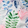 Barcadera 3 Foot Rounded Bean Bag, Leaf Print White Tossed Botanical Fabric