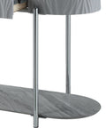 Yukino Sofa Table, Gray High Gloss & Chrome Finish Lv02413 Gray Metal & Wood