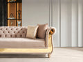 Julia Gold Detailed Tufted Upholstery Sectional Made With Wood In Taupe Taupe Velvet Wood Primary Living Space Soft Cushion Back Contemporary,Modern L Shaped Acacia Rolled Arms Solid Wood Mdf Velvet 4 Seat