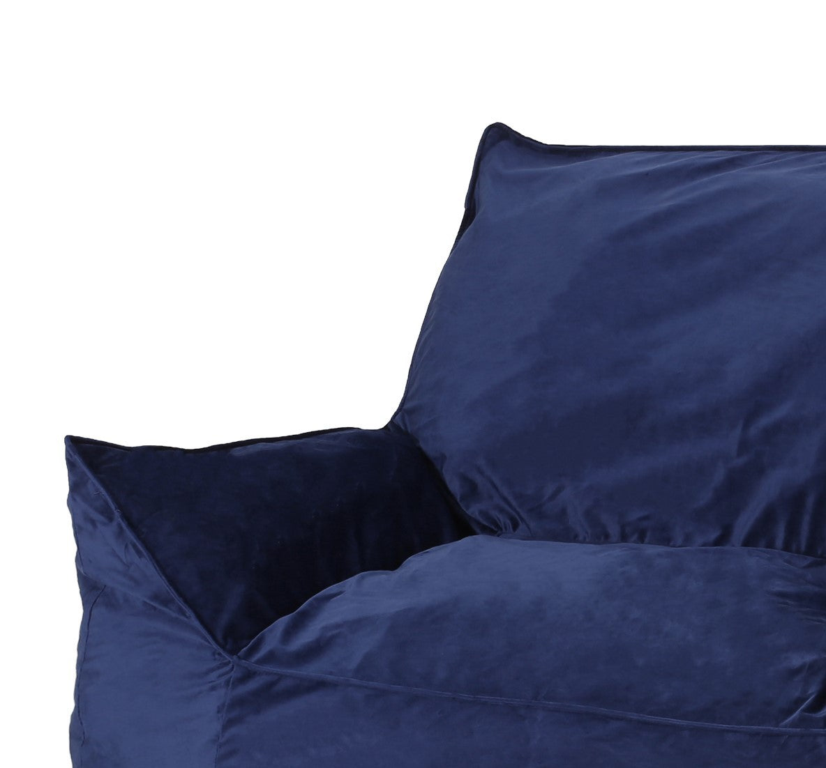 Allea Velveteen Bean Bag Chair With Armrests, Navy Blue Blue Solid Velvet