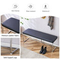 Black Shoe Changing Bench Silver Metal Legs, Sofa Bench Dining Chair, Suitable For Bedroom Fitting Room, Storage Room, Dining Room, And Living Room. St 005 Black Pu