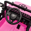 Licensed Toyota Fj Cruiser,12V Kids Ride On Car 2.4G W Parents Remote Control,Electric Car For Kids,Three Speed Adjustable,Power Display, Usb,Mp3 ,Bluetooth,Led Light,Three Point Safety Belt Pink Plastic