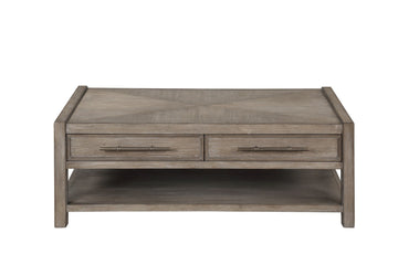 Cypress Lane 50 Inch Coffee Table, No Assembly Required, White Oak Finish Greige Gray Primary Living Space Modern,Transitional Freestanding Oak Rectangular Drawers Coffee & End Tables Rectangular Wood