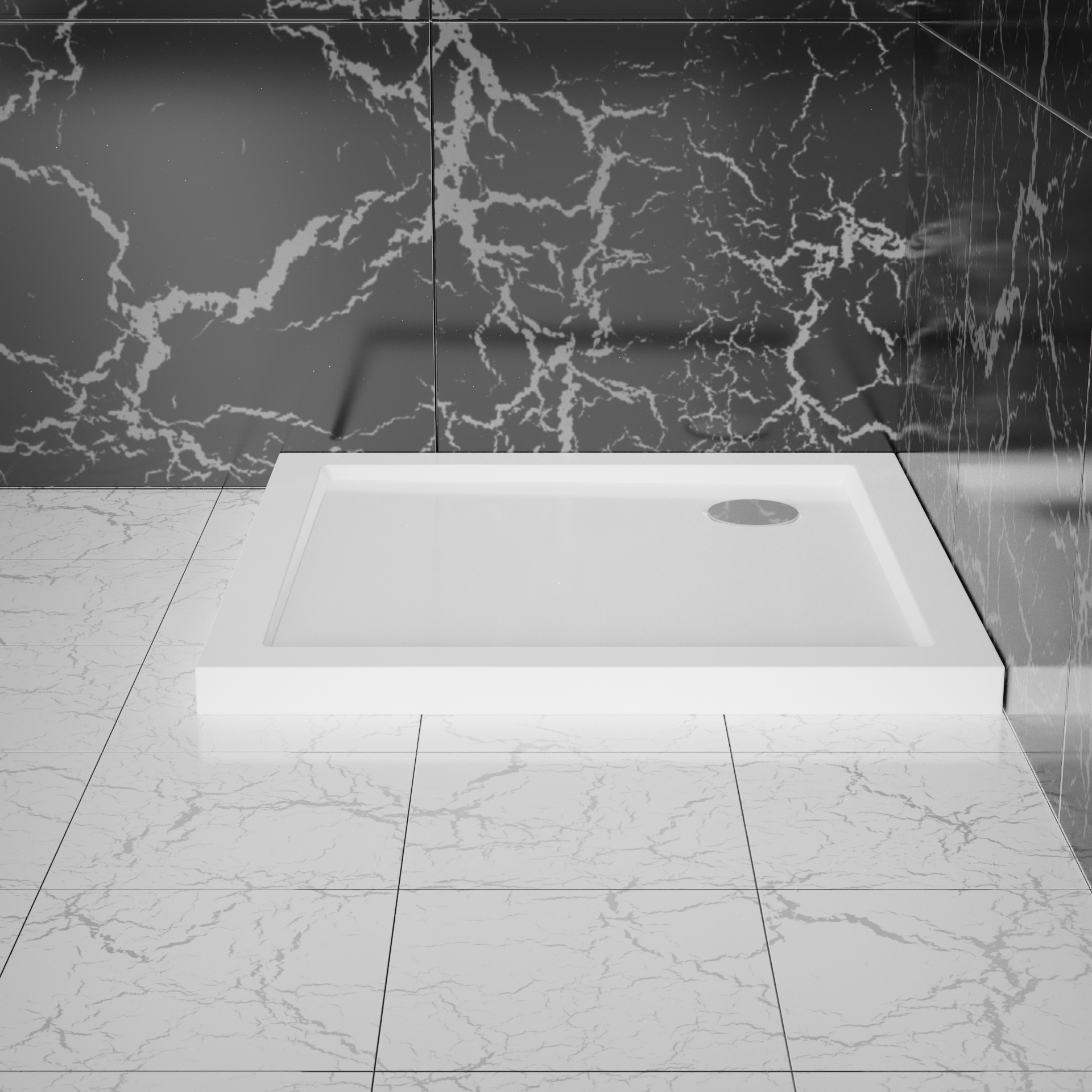 Goodyo 32"X32" In Corner Drain Shower Base White White Abs