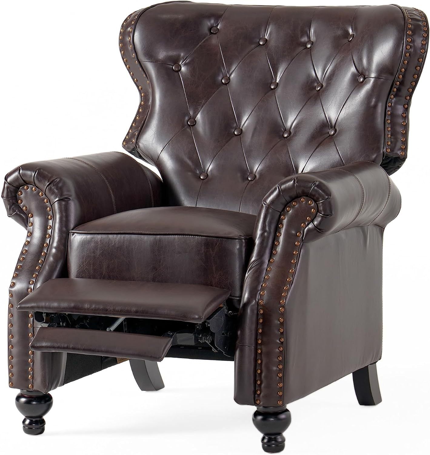 Push Rack Recliner Dark Brown Pu