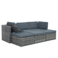 Patio Furniture, Outdoor Furniture, Seasonal Pe Wicker Furniture,5 Set Wicker Furniture With Plywood Coffee Table,With Lift Top Coffee Table,With Lounger Sofa Dark Gray Pe Rattan Iron Waterproof Fabric