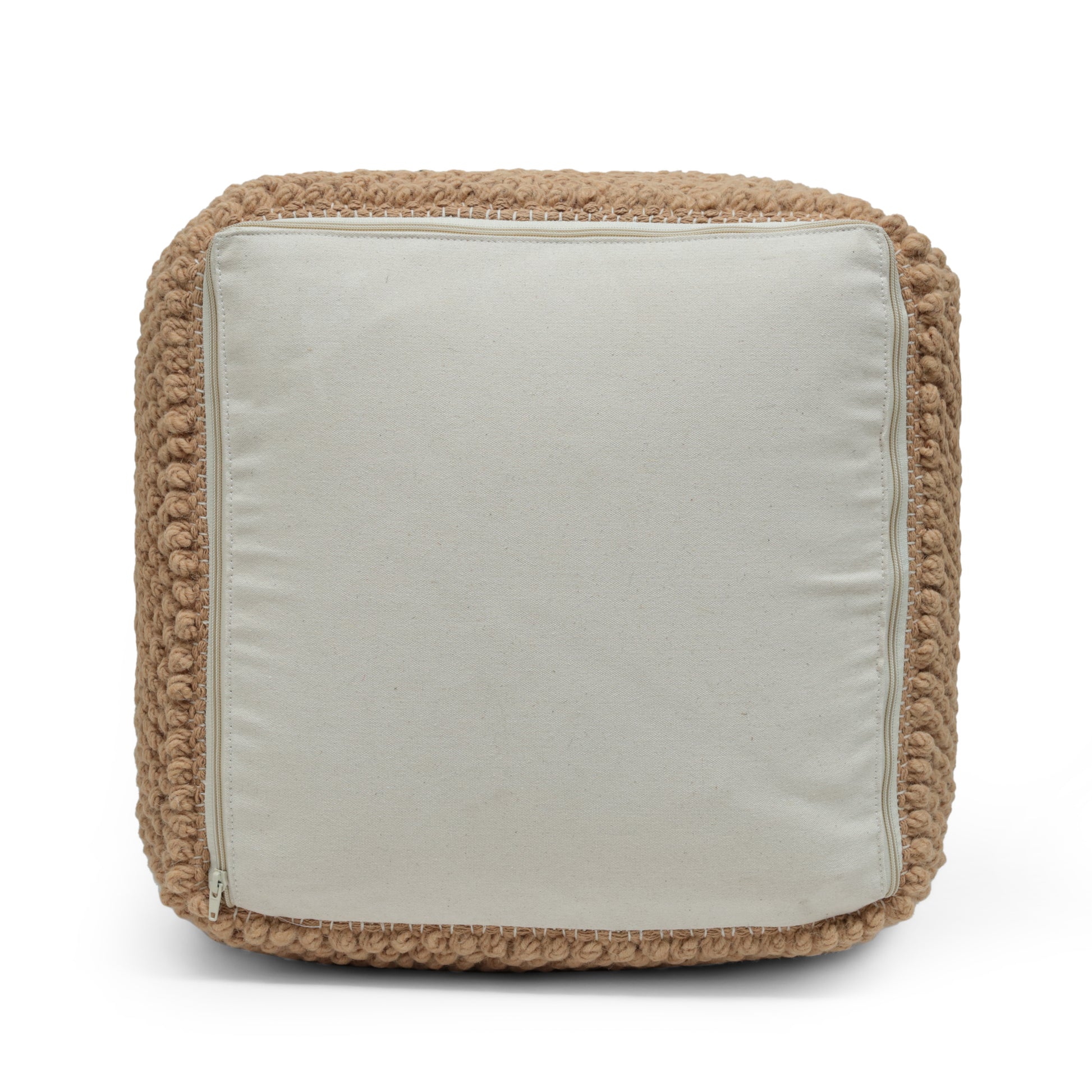 Stellar Square Pouf, Natural Natural Fabric