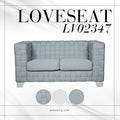 Saree Loveseat, Light Teal Chenille & White Finish Lv02347 Light Blue Chenille