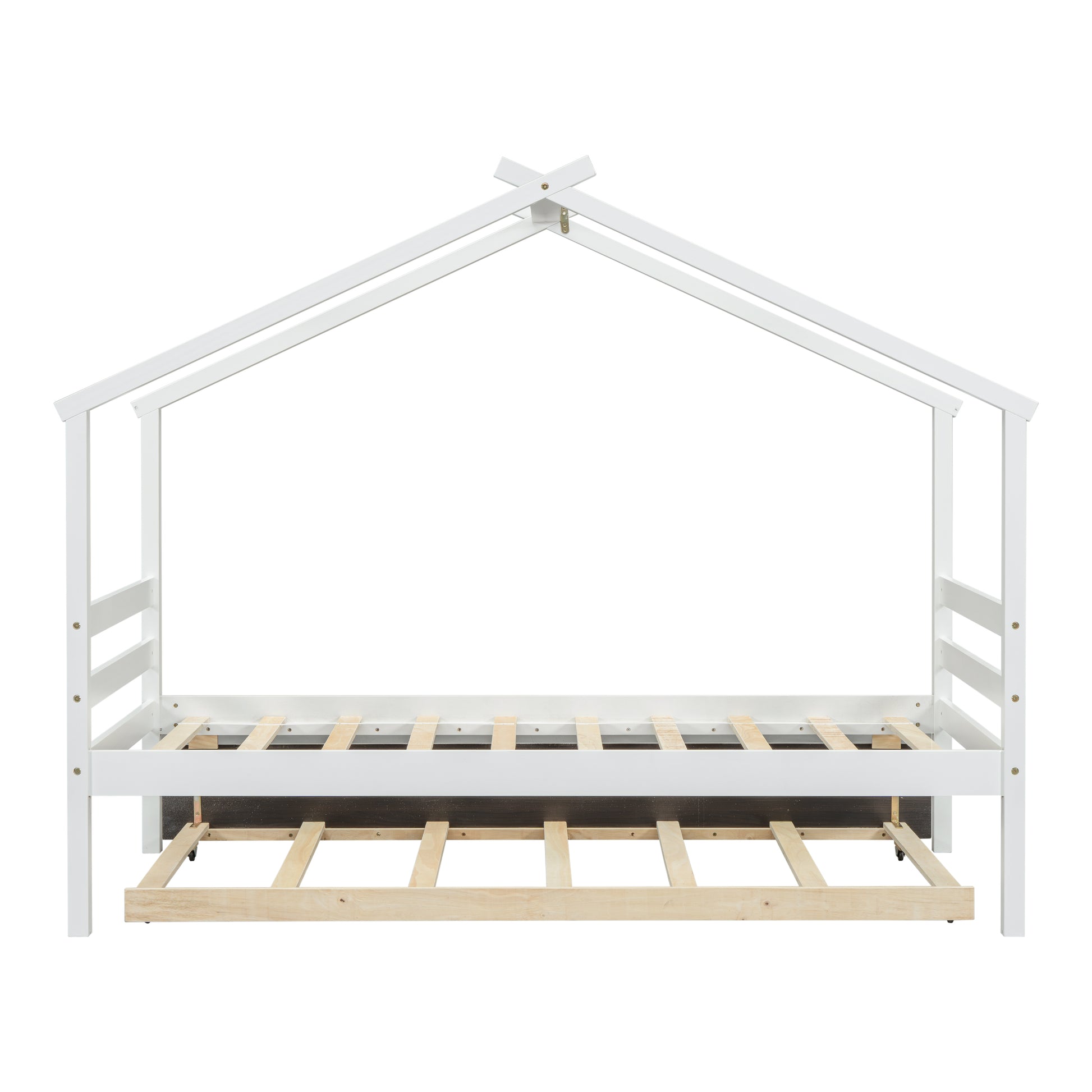 Twin Size House Shaped Bed With Trundle,White Twin White Wood Bedroom American Design Pine Bed Frame Pine