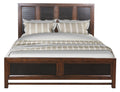 Branson Queen Size Panel Bed, Two Tone Finish Box Spring Required Queen Brown Wood Brown Bedroom American Design,Transitional Pine Panel Pine