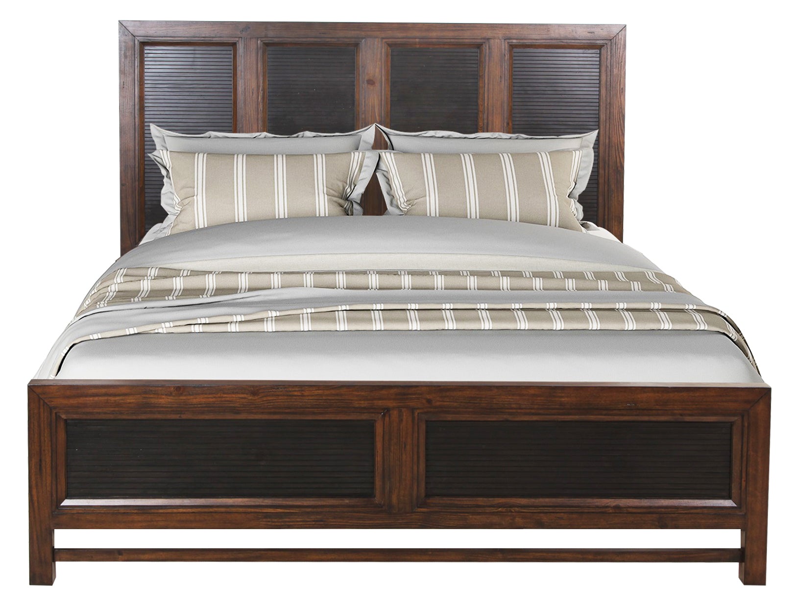 Branson King Size Panel Bed, Two Tone Finish Box Spring Required King Brown Wood Brown Bedroom American Design,Transitional Pine Panel Pine