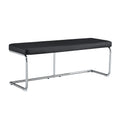 Black Shoe Changing Bench Silver Metal Legs, Sofa Bench Dining Chair, Suitable For Bedroom Fitting Room, Storage Room, Dining Room, And Living Room. St 005 Black Pu