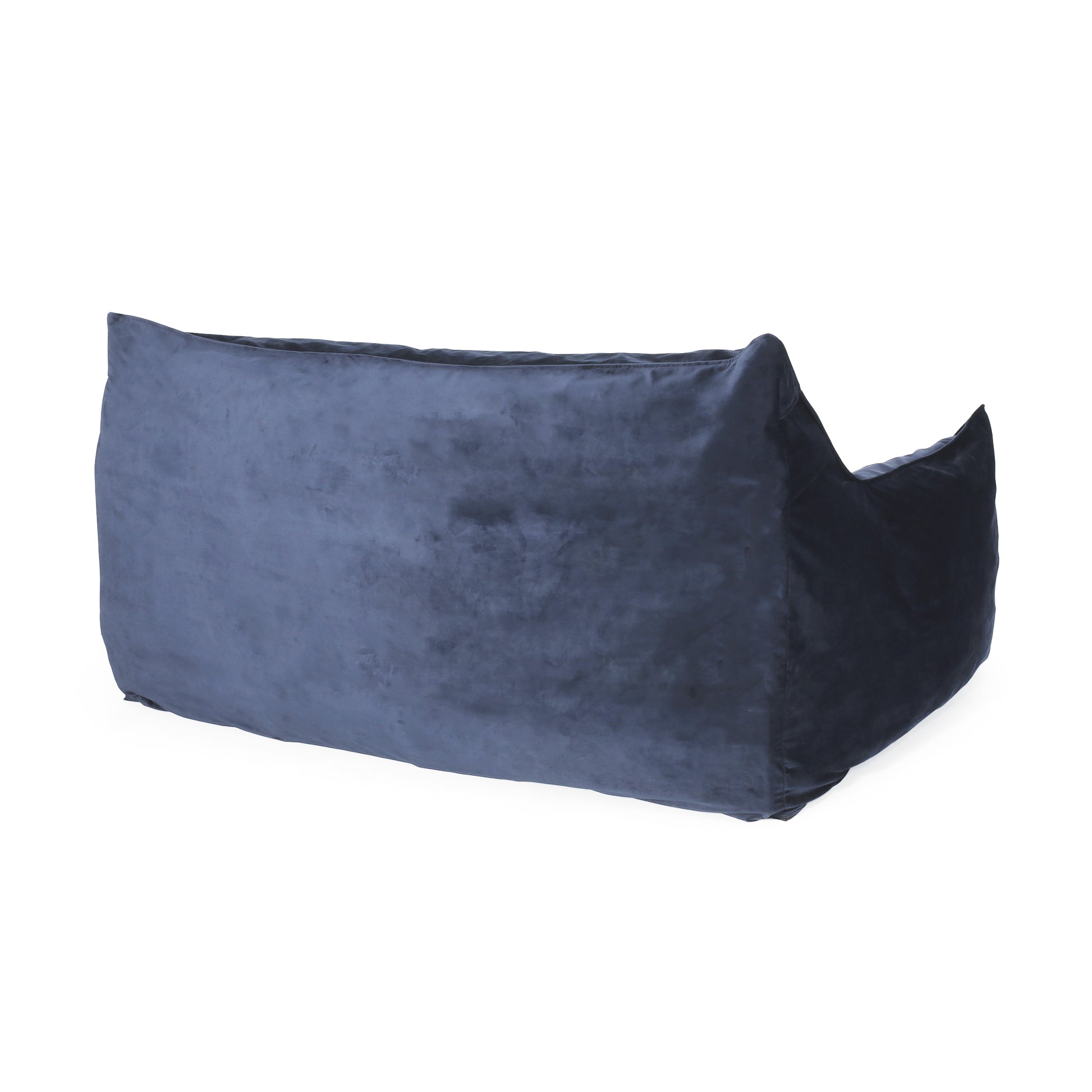Fila Velveteen 2 Seater Oversized Bean Bag Chair With Armrests, Dark Blue Dark Blue Velvet