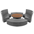 Patio 5 Piece Round Rattan Sectional Sofa Set All Weather Pe Wicker Sunbed Daybed With Round Liftable Table And Washable Cushions For Outdoor Backyard Poolside, Beige Yes Deep Seating Beige Water Resistant Frame Water Resistant Cushion Garden & Outdoor