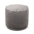 Shimon Cylinder Pouf, Pewter Gray Gray Velvet