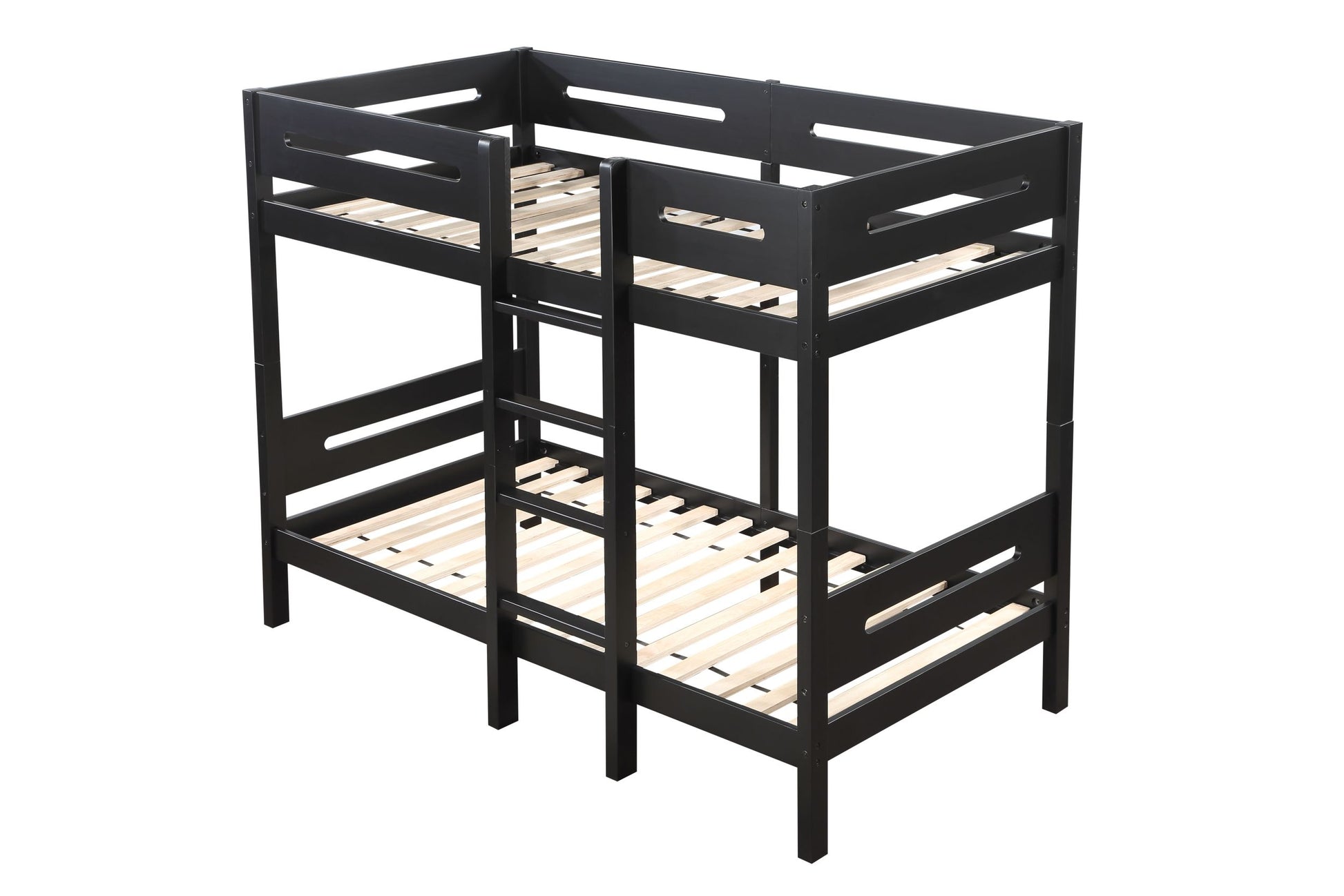 Ekko Twin Twin Bunk Bed, Black Finish Bd01910 Black Solid Wood