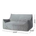 Fila Velveteen 2 Seater Oversized Bean Bag Chair With Armrests, Gray Gray Velvet