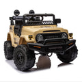 Licensed Toyota Fj Cruiser,12V Kids Ride On Car 2.4G W Parents Remote Control,Electric Car For Kids,Three Speed Adjustable,Power Display, Usb,Mp3 ,Bluetooth,Led Light,Three Point Safety Belt Beige Plastic