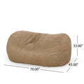 Potrero 6.5 Foot Microfiber Cylindrical Bean Bag, Beige Beige Microfiber