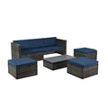 Patio Furniture, Outdoor Furniture, Seasonal Pe Wicker Furniture,5 Set Wicker Furniture With Plywood Coffee Table,With Lift Top Coffee Table,With Lounger Sofa Dark Gray Pe Rattan Iron Waterproof Fabric