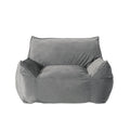 Allea Velveteen Bean Bag Chair With Armrests, Grey Grey Velvet