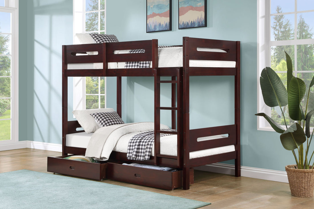 Nissa Twin Twin Bunk Bed, Espresso Finish Bd01911 Espresso Solid Wood