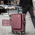 Carry On Luggage 20 Inch Front Open Luggage Lightweight Suitcase With Front Pocket And Usb Port, 1 Portable Carrying Case Rose Gold Abs