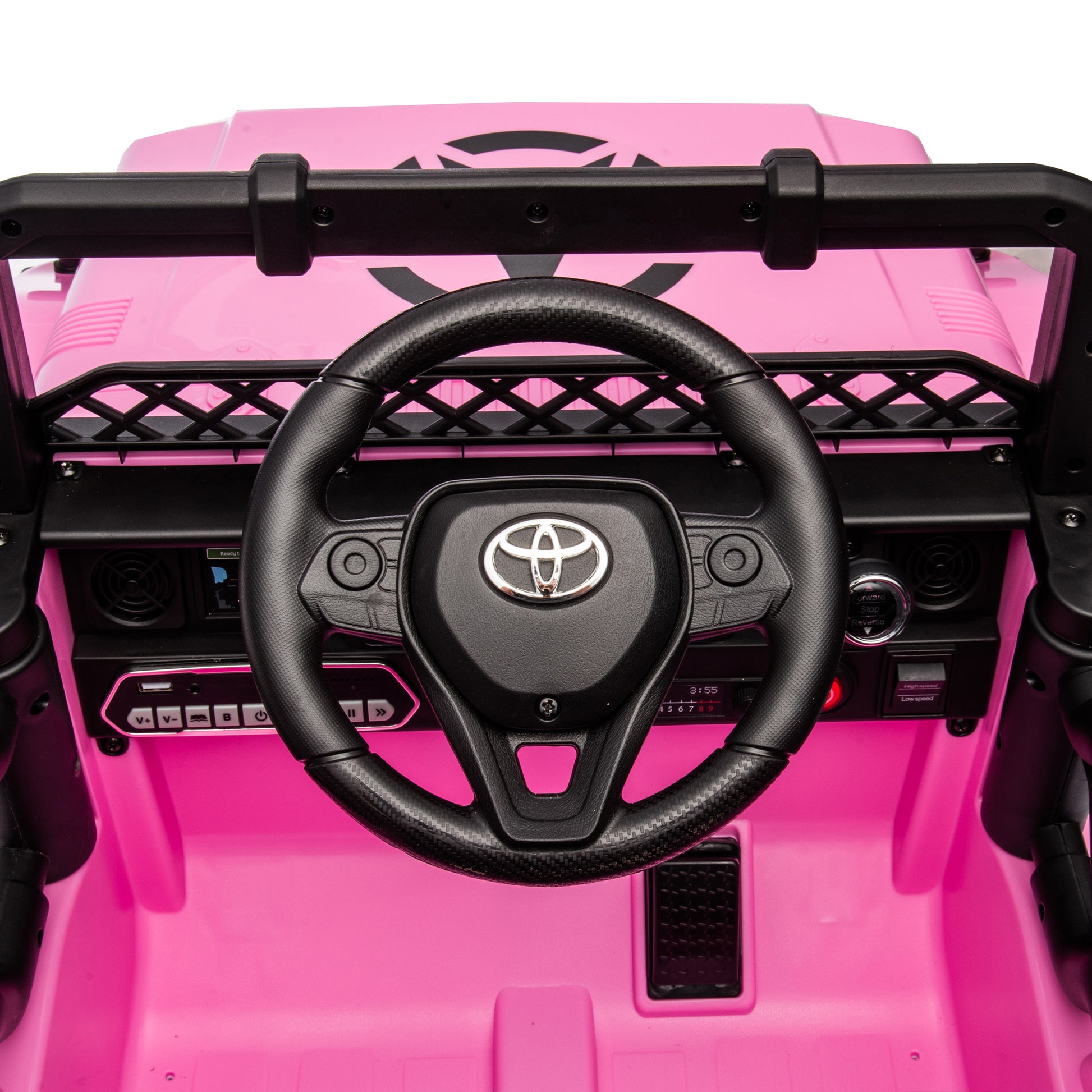 Licensed Toyota Fj Cruiser,12V Kids Ride On Car 2.4G W Parents Remote Control,Electric Car For Kids,Three Speed Adjustable,Power Display, Usb,Mp3 ,Bluetooth,Led Light,Three Point Safety Belt Pink Plastic