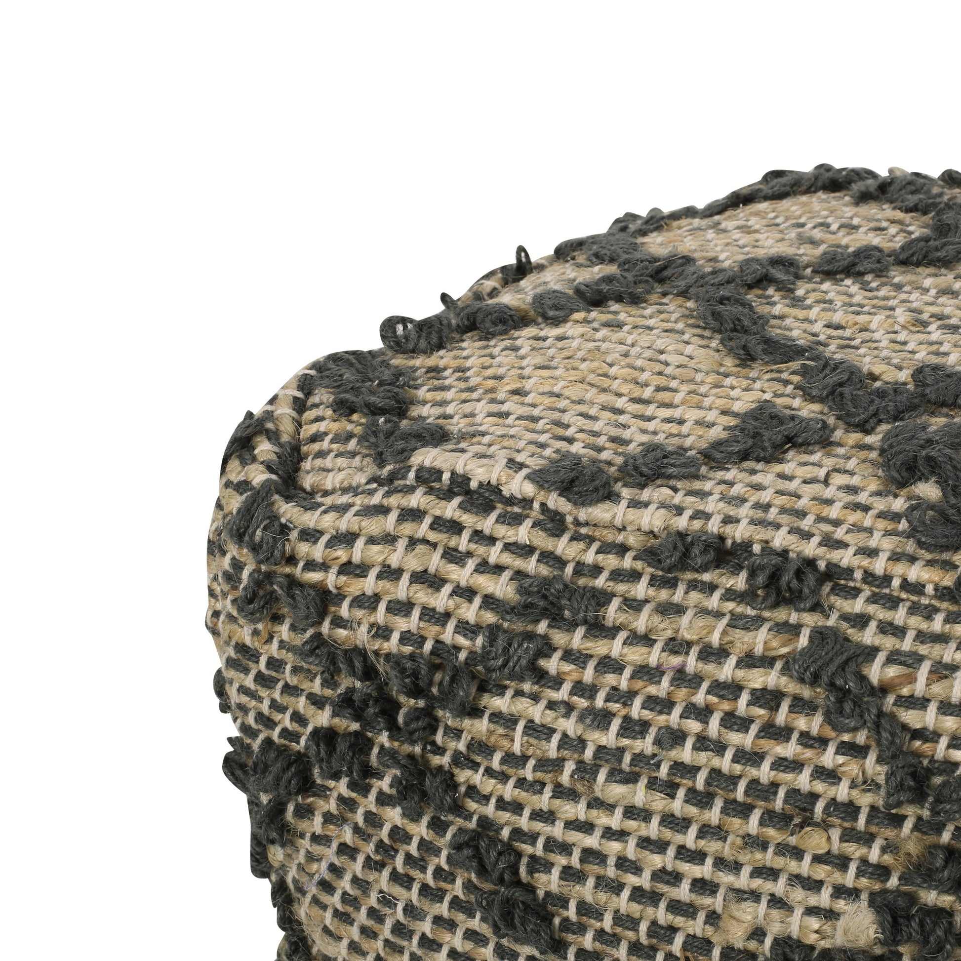 Poncho Square Pouf, Charcoal Charcoal Fabric