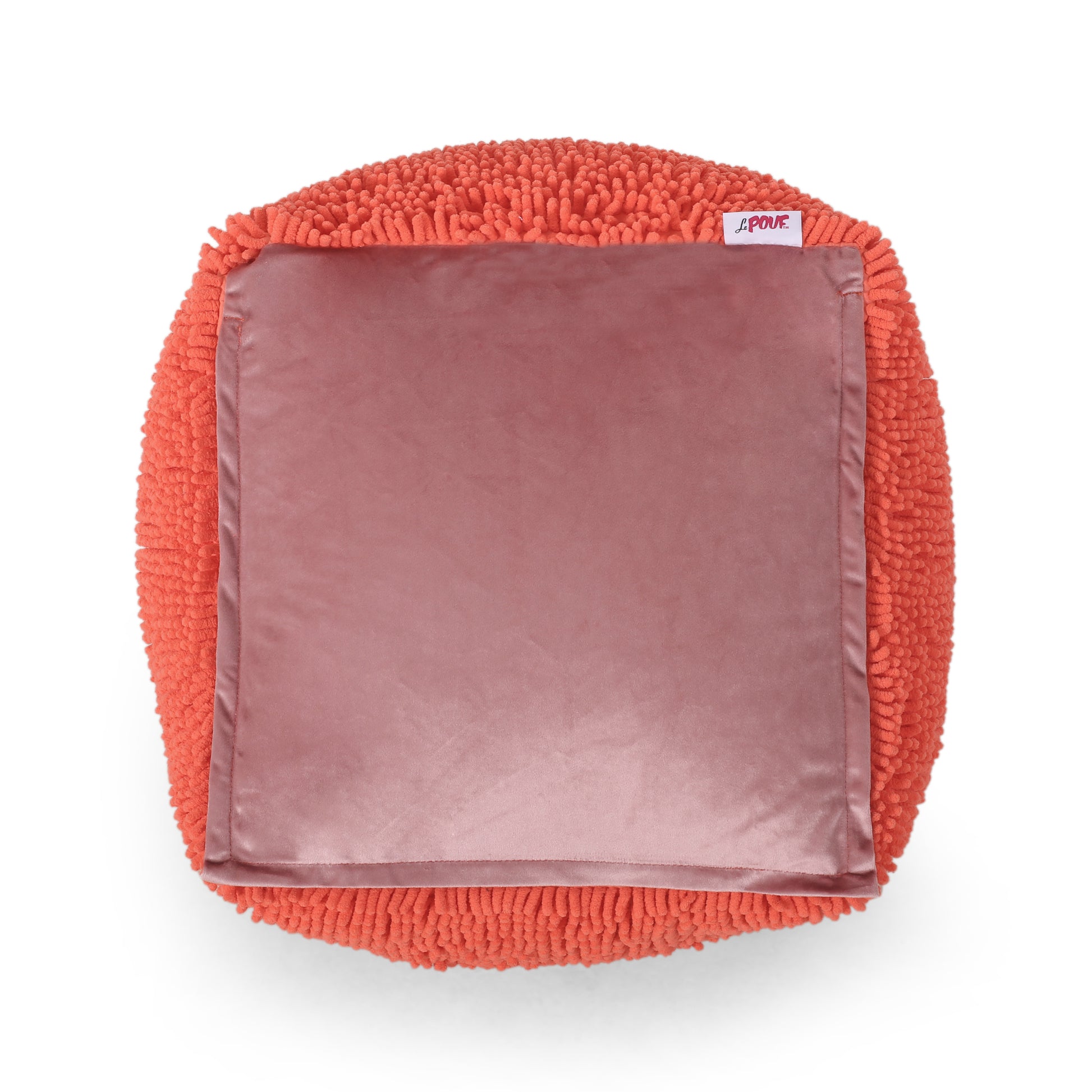 Sunny Square Pouf, Coral Coral Microfiber