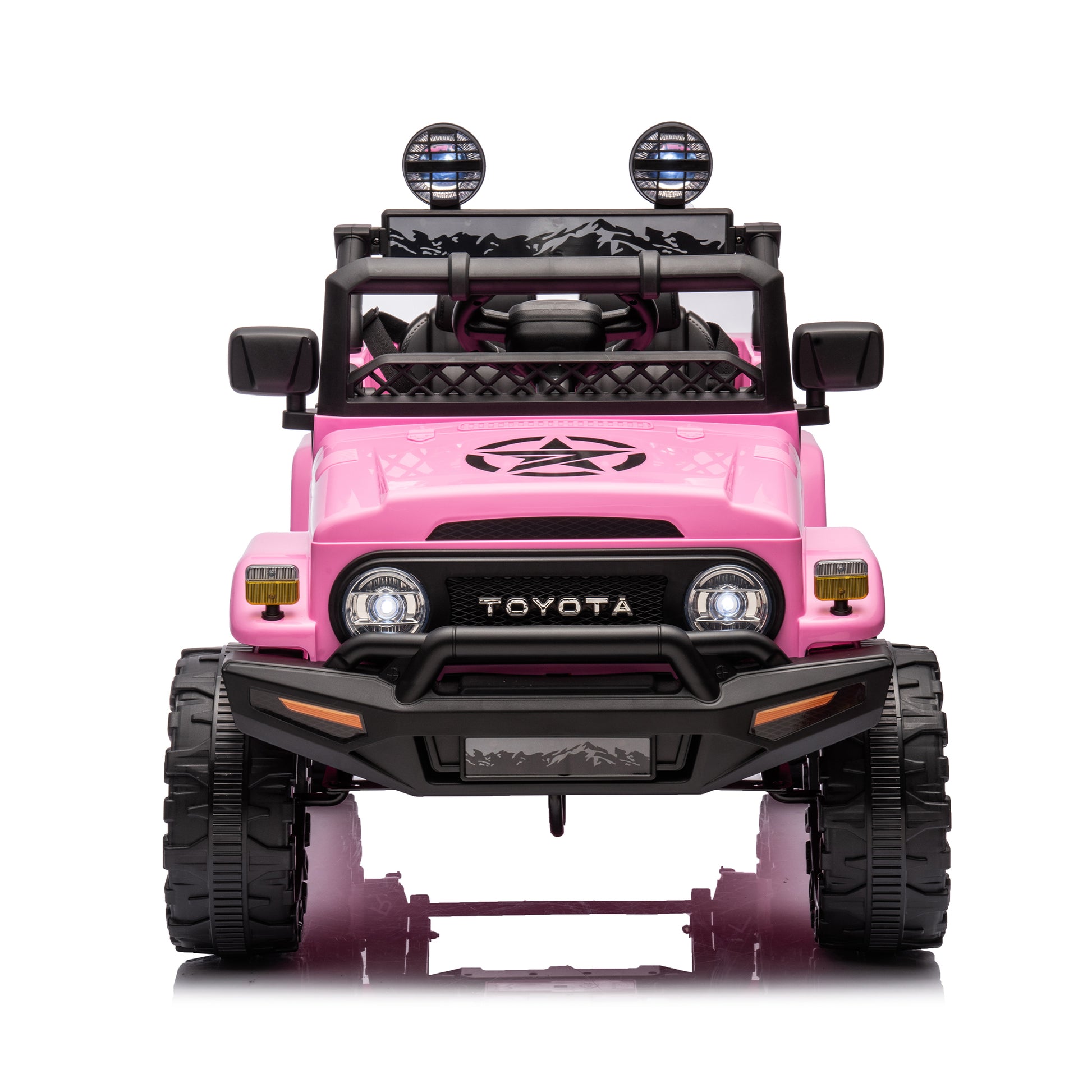 Licensed Toyota Fj Cruiser,12V Kids Ride On Car 2.4G W Parents Remote Control,Electric Car For Kids,Three Speed Adjustable,Power Display, Usb,Mp3 ,Bluetooth,Led Light,Three Point Safety Belt Pink Plastic