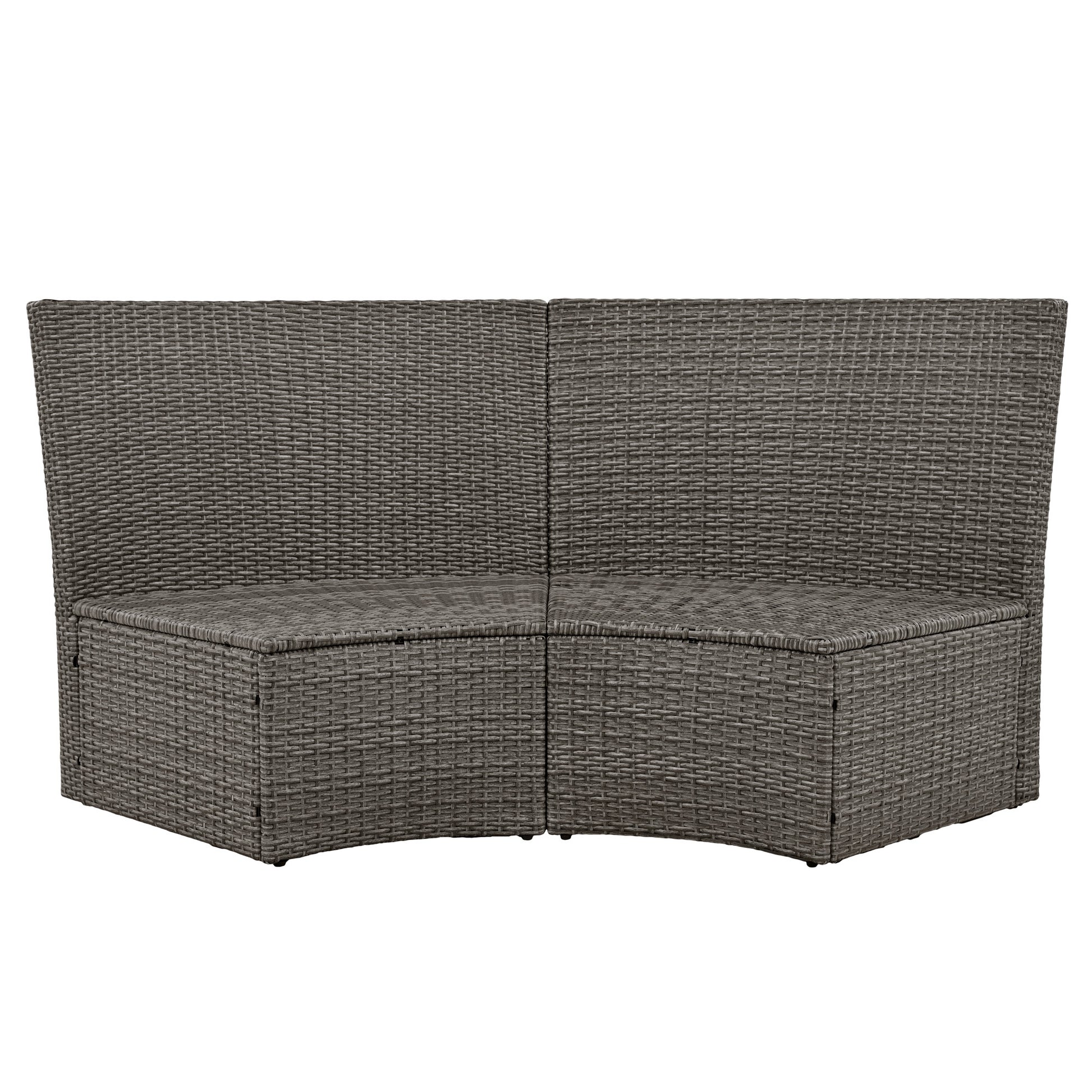 Patio 5 Piece Round Rattan Sectional Sofa Set All Weather Pe Wicker Sunbed Daybed With Round Liftable Table And Washable Cushions For Outdoor Backyard Poolside, Gray Yes Deep Seating Gray Water Resistant Frame Water Resistant Cushion Garden & Outdoor